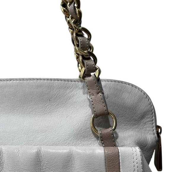 Marc Jacobs Olga Seventies Satchel Bag Women's Ivory Tan Leather Chain Strap - Picture 10 of 14
